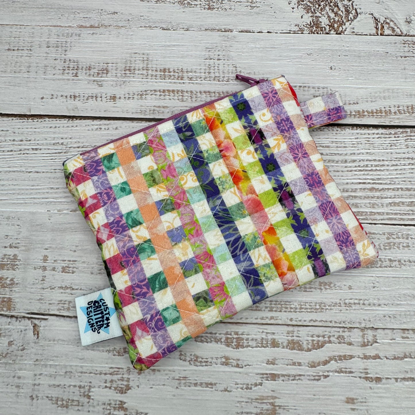 Spring Plaid - Quilted Pouch - Coin Pouch - Keychain Clutch
