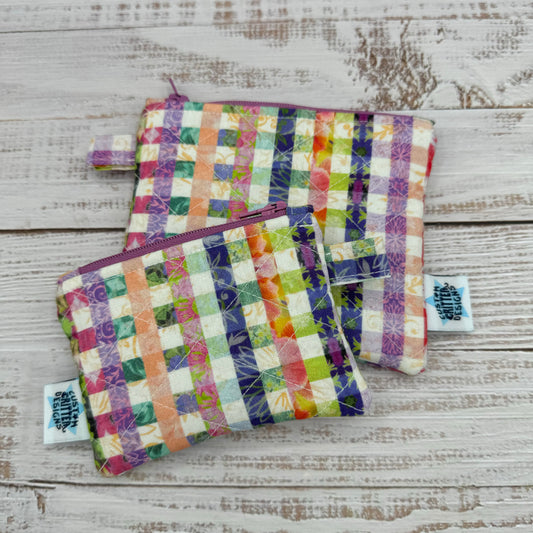 Spring Plaid  - Quilted Pouch - Coin Pouch - Keychain Clutch