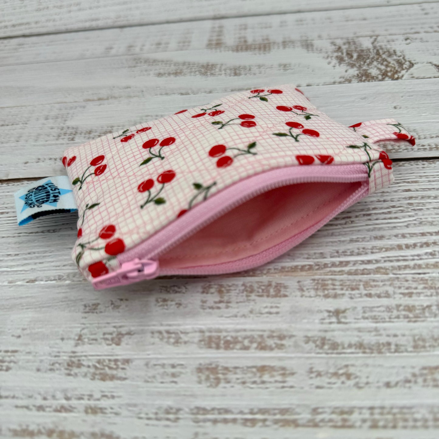 Tiny Cherries - Quilted Pouch - Coin Pouch - Keychain Clutch