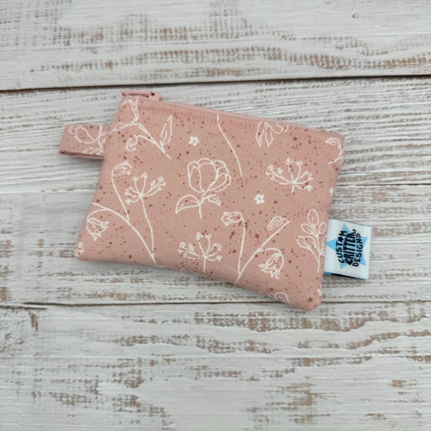 Dainty Pink Florals - Quilted Pouch - Coin Pouch - Keychain Clutch