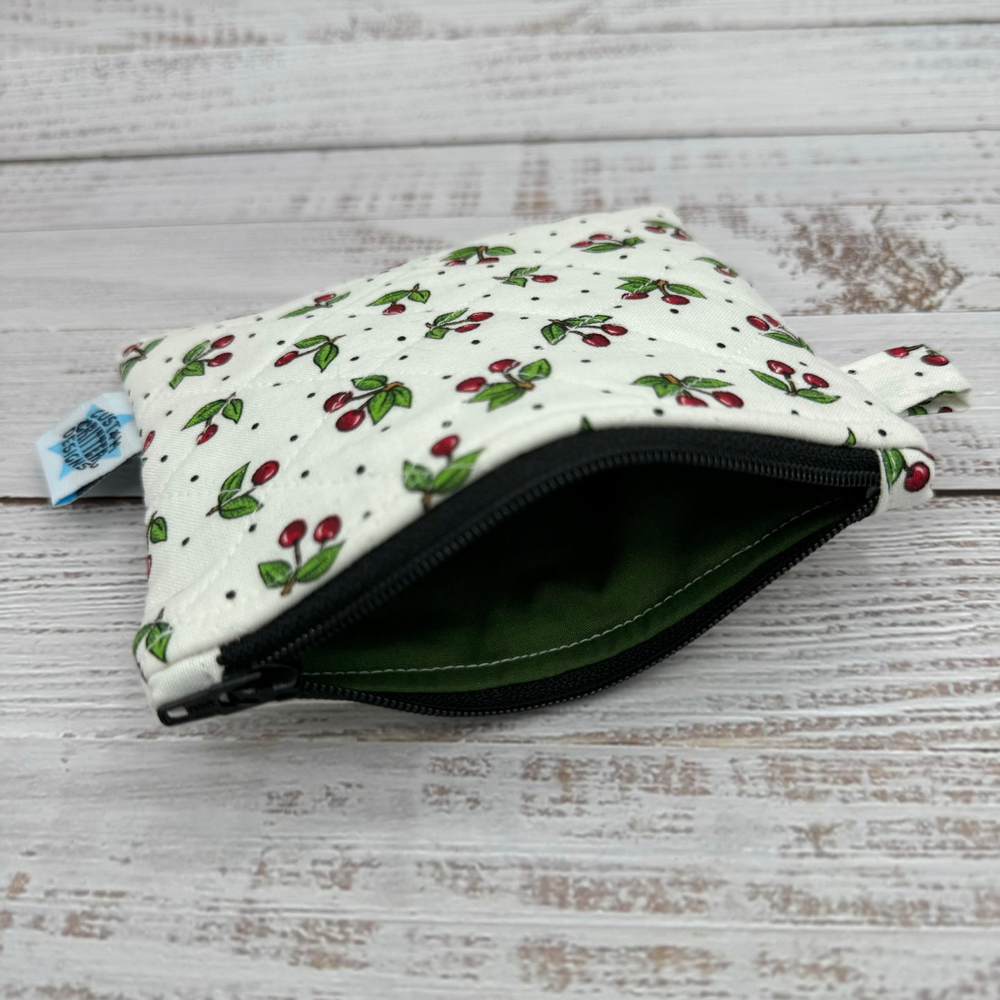 Little Cherry Dot - Quilted Pouch - Coin Pouch - Keychain Clutch