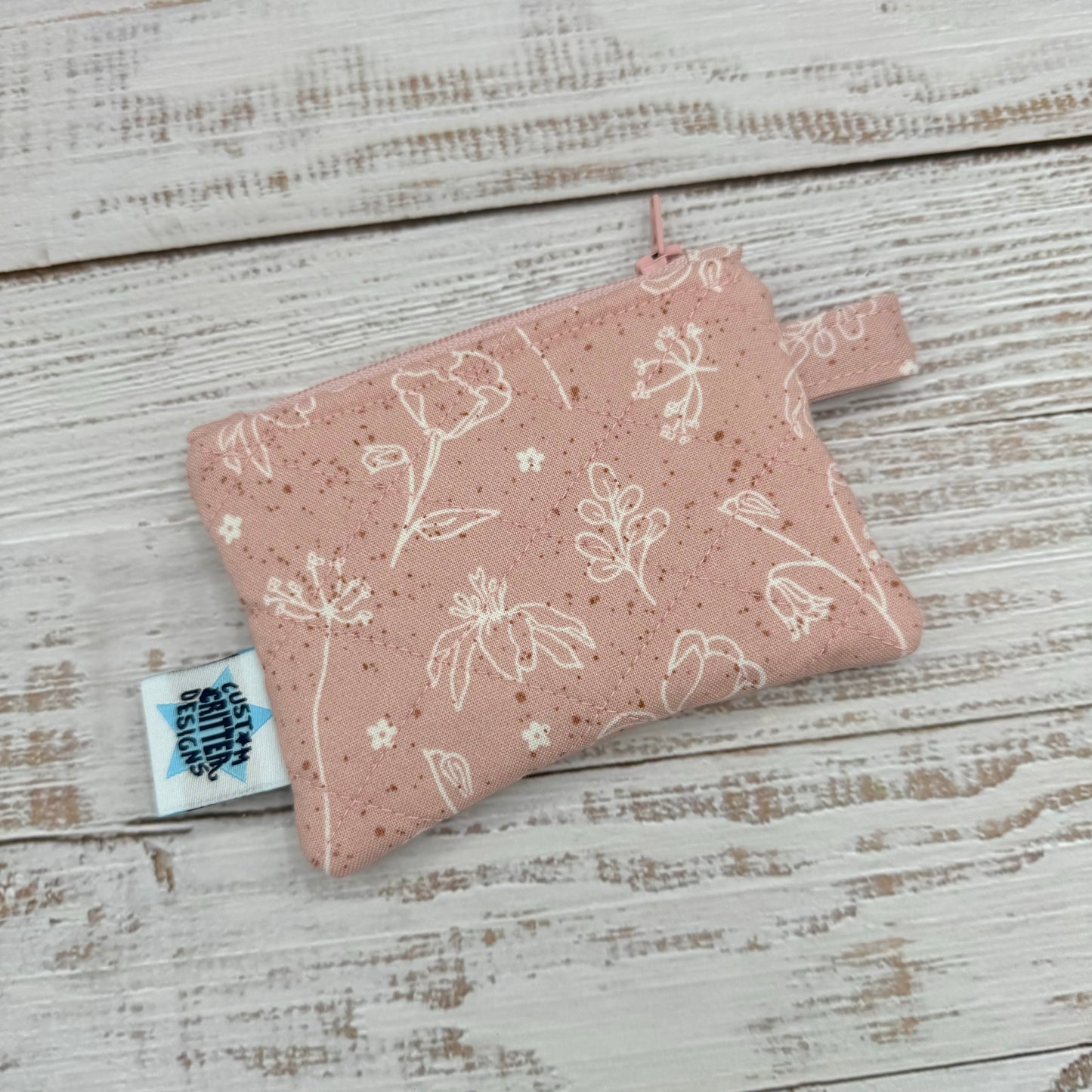 Dainty Pink Florals - Quilted Pouch - Coin Pouch - Keychain Clutch