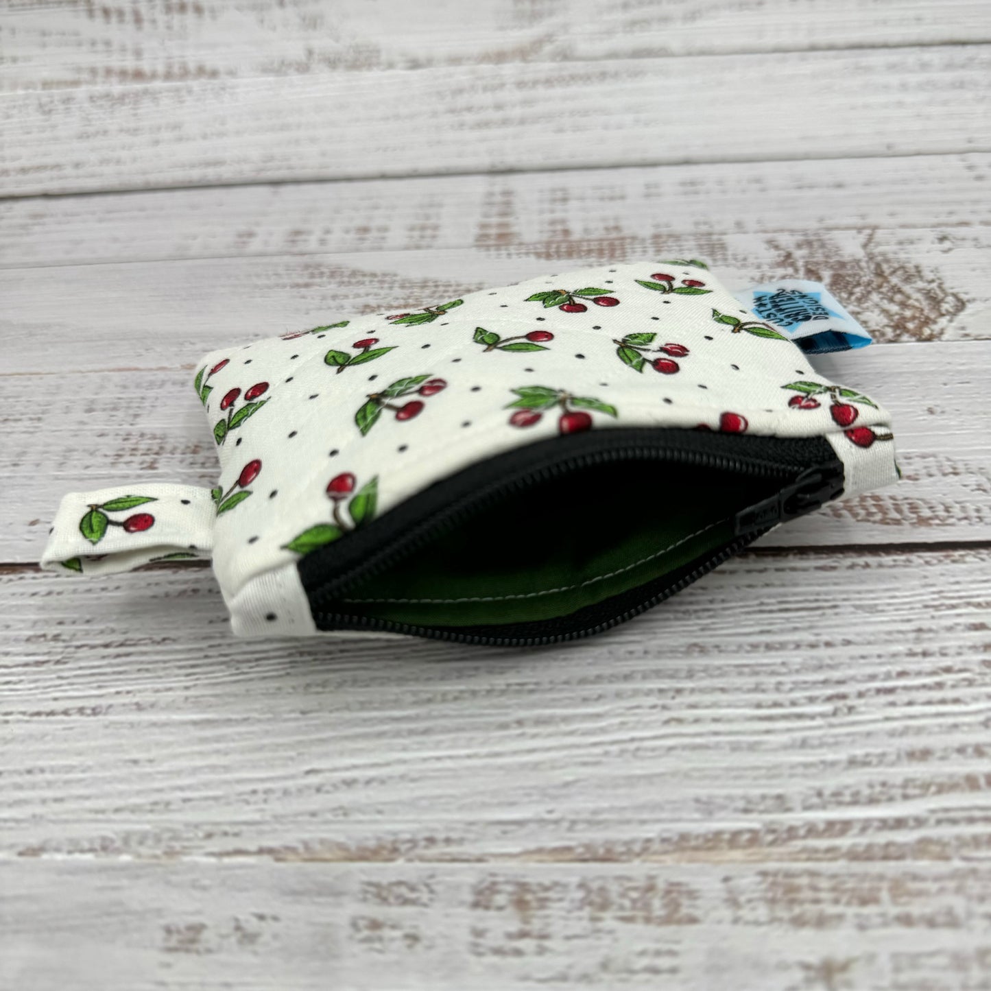 Little Cherry Dot - Quilted Pouch - Coin Pouch - Keychain Clutch