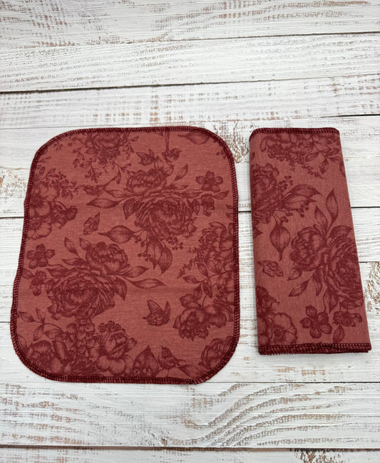 Red Tonal Floral - Reusable Paperless Towels - 6 Pack