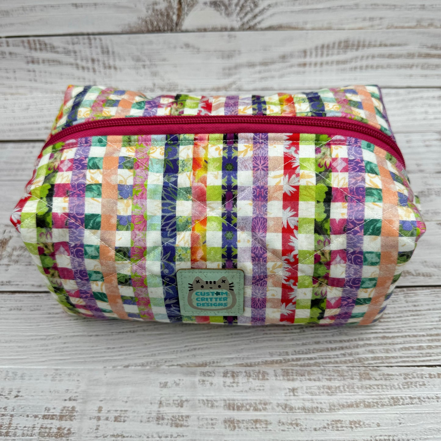Spring Plaid - Quilted Boxy Bag - Cosmetic Bag