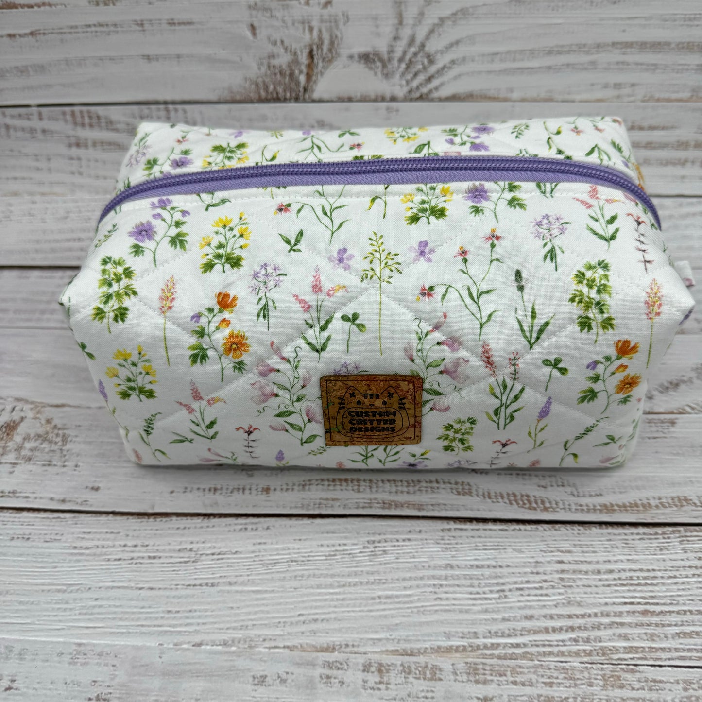 Wildflowers - Quilted Boxy Bag - Cosmetic Bag