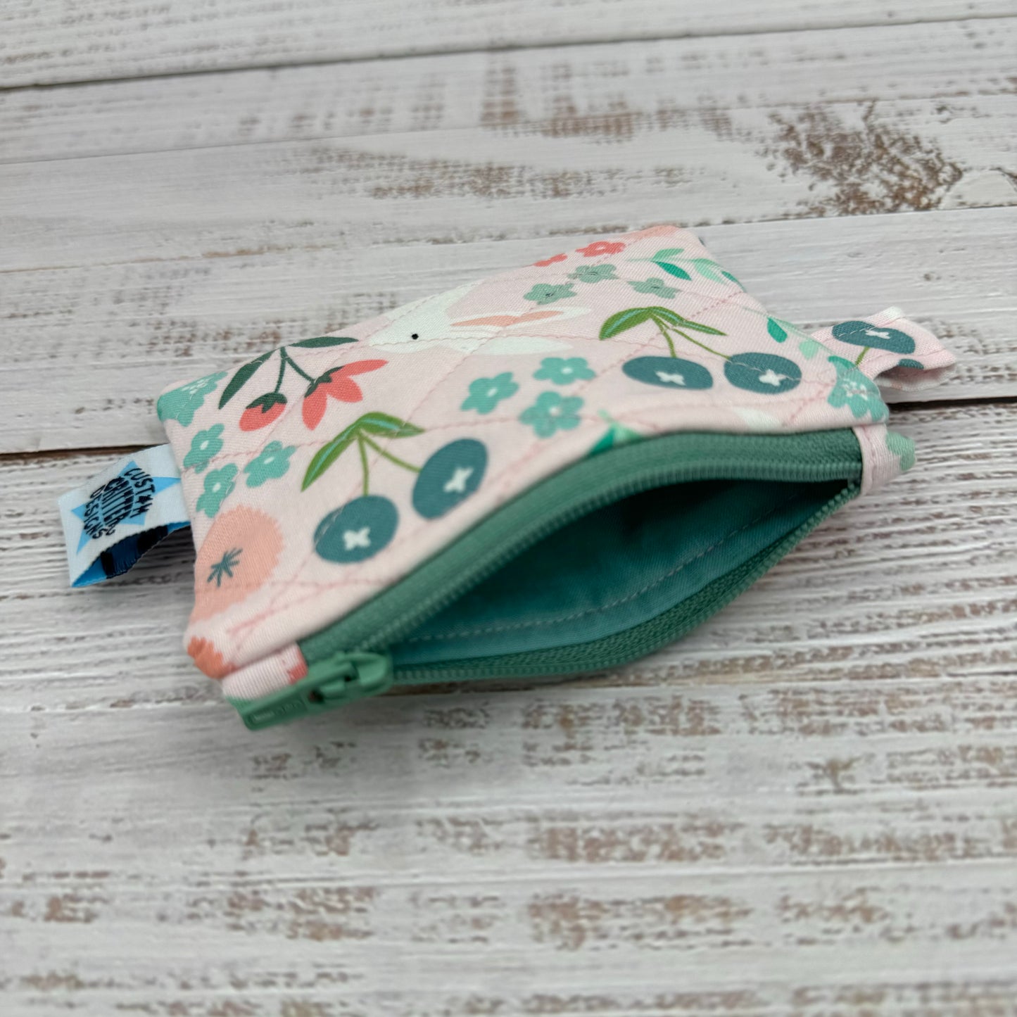 Spring Bunnies - Quilted Pouch - Coin Pouch - Keychain Clutch