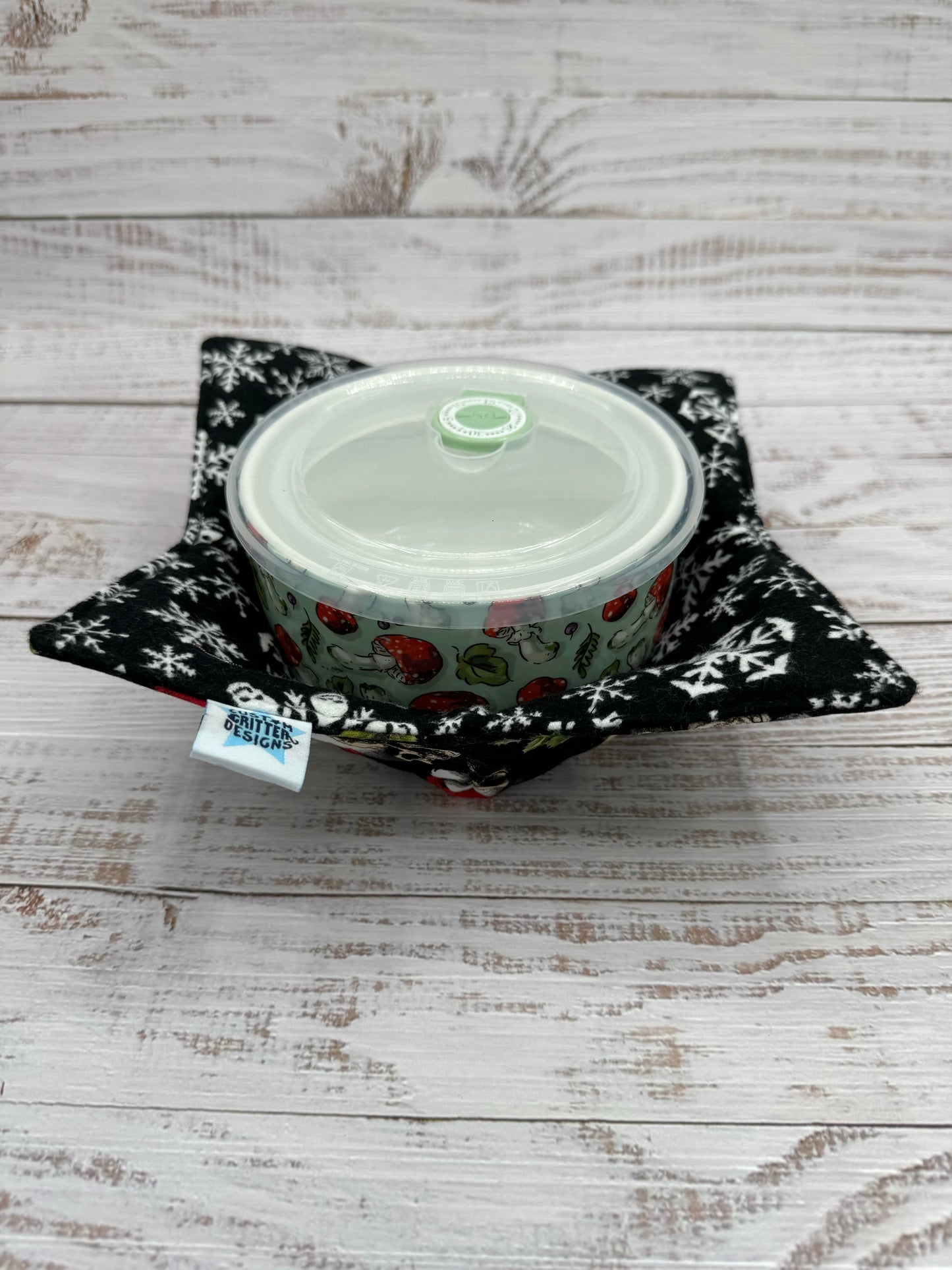 Holiday Skulls & Snowflakes Reversible Bowl Cozies - Not Microwavable!