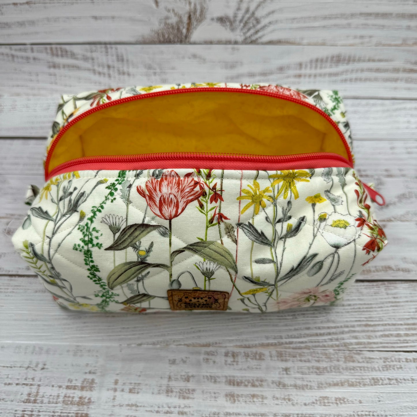 Botanical Wildflowers - Quilted Boxy Bag - Cosmetic Bag