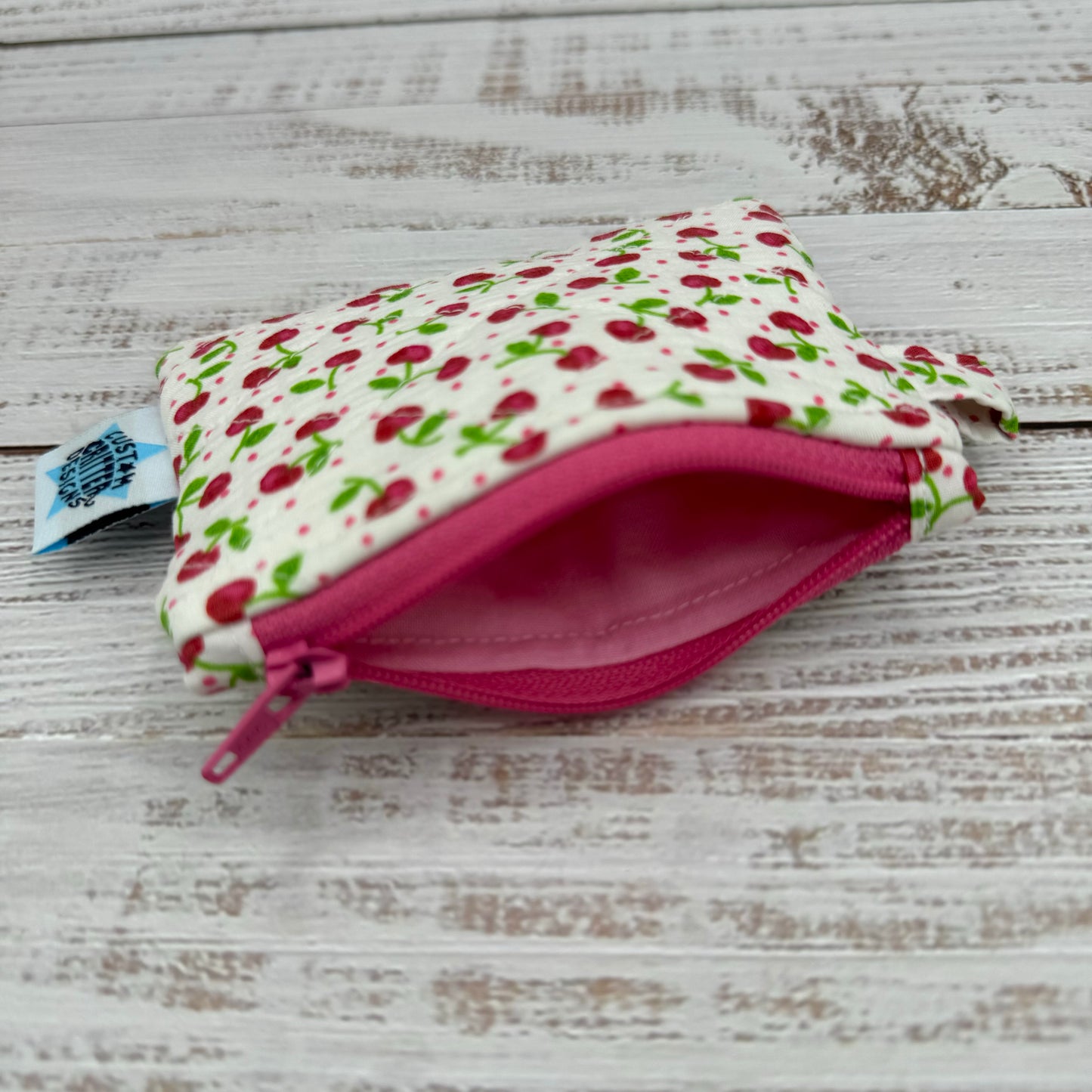 Sweet Cherries - Quilted Pouch - Coin Pouch - Keychain Clutch
