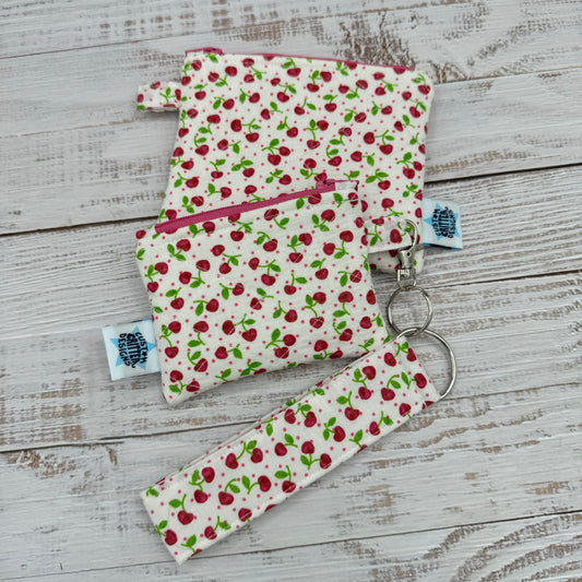 Sweet Cherries - Quilted Pouch - Coin Pouch - Keychain Clutch