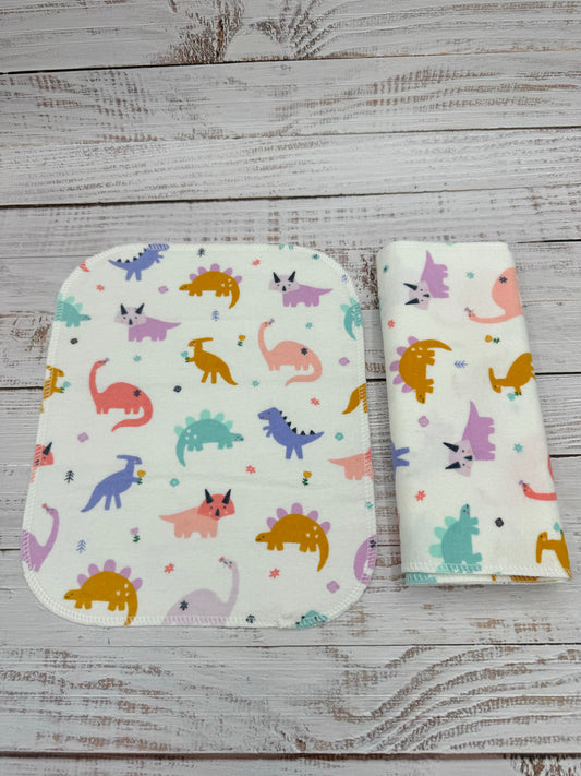 Pastel Floral Dinos - Reusable Paperless Towels - 6 Pack
