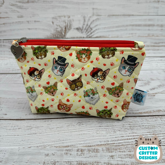 Flower Crown Cats - Reusable Snack Bag - Cosmetic Bag