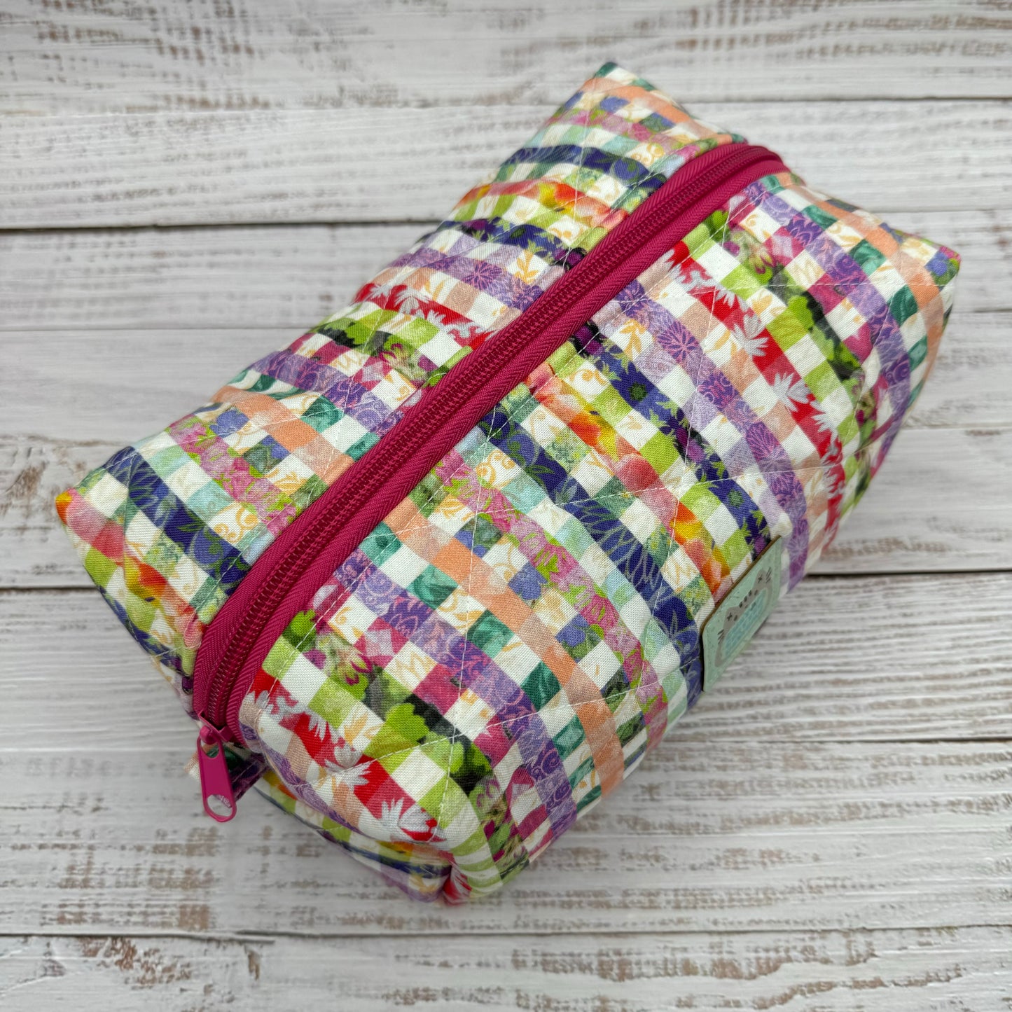 Spring Plaid - Quilted Boxy Bag - Cosmetic Bag