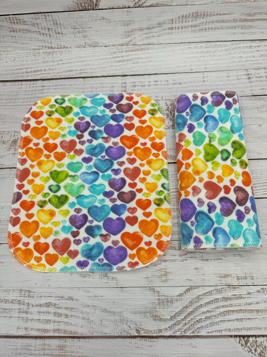 Rainbow Hearts - Reusable Paperless Towels - 6 Pack