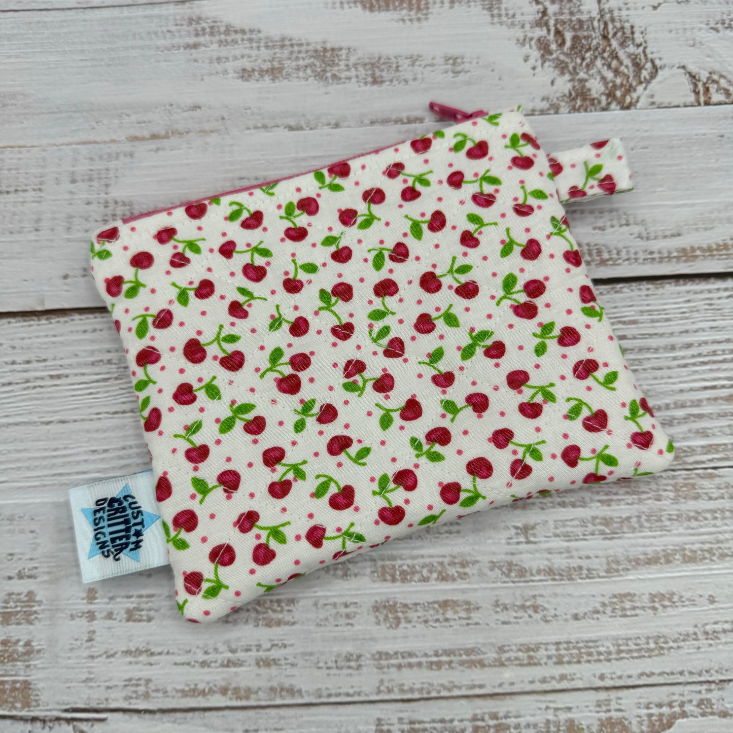 Sweet Cherries - Quilted Pouch - Coin Pouch - Keychain Clutch