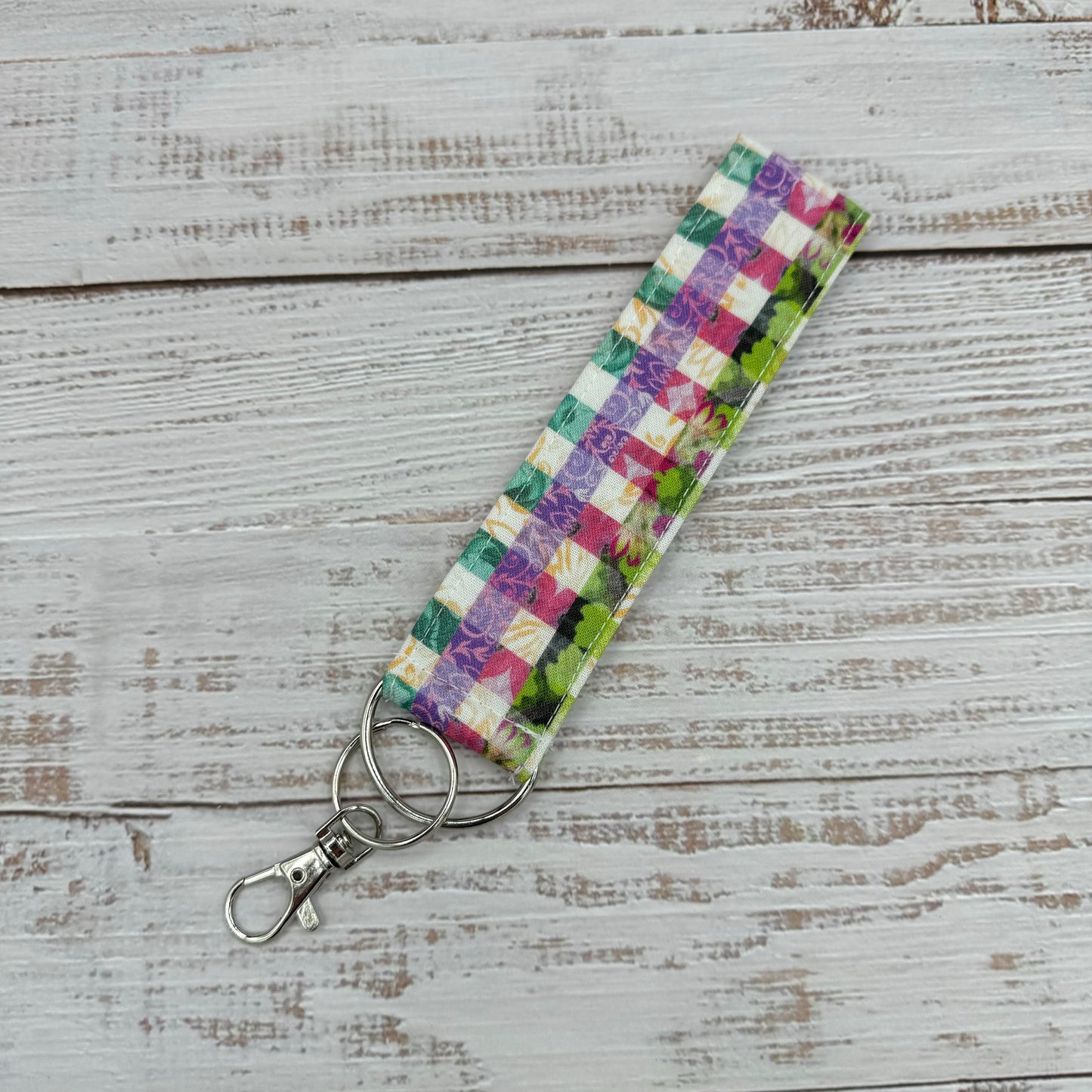 Spring Plaid - Wristlet Keychain