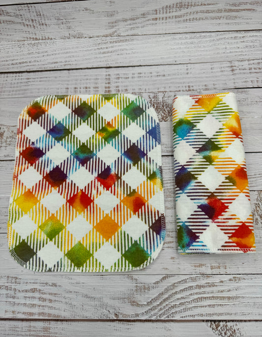 Rainbow Plaid - Reusable Paperless Towels - 6 Pack
