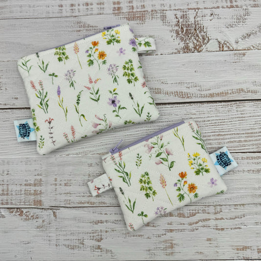 Wildflowers - Quilted Pouch - Coin Pouch - Keychain Clutch