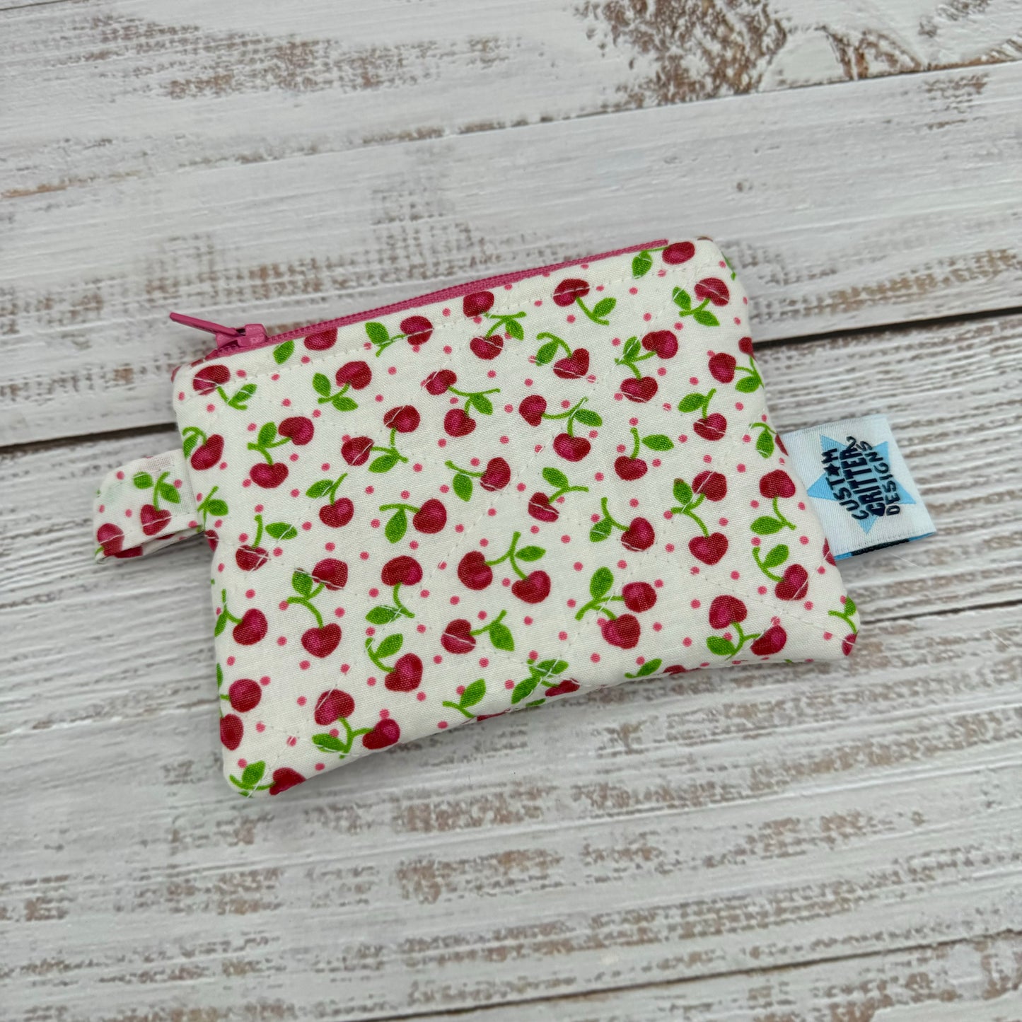 Sweet Cherries - Quilted Pouch - Coin Pouch - Keychain Clutch