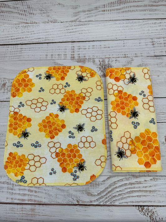 Honey Comb & Bees - Reusable Paperless Towels - 6 Pack