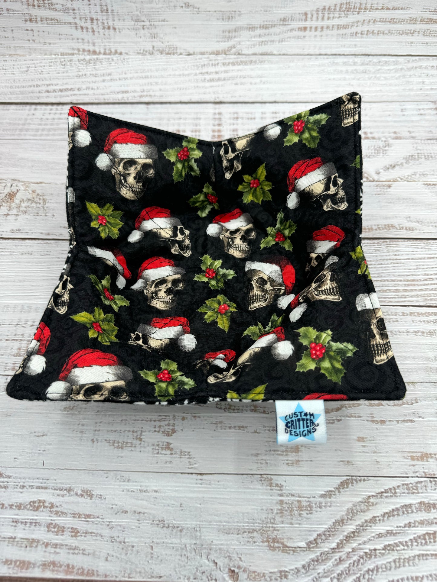Holiday Skulls & Snowflakes Reversible Bowl Cozies - Not Microwavable!