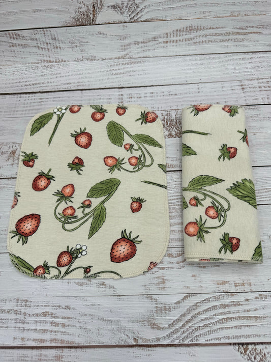 Strawberry On Beige - Reusable Paperless Towels - 6 Pack