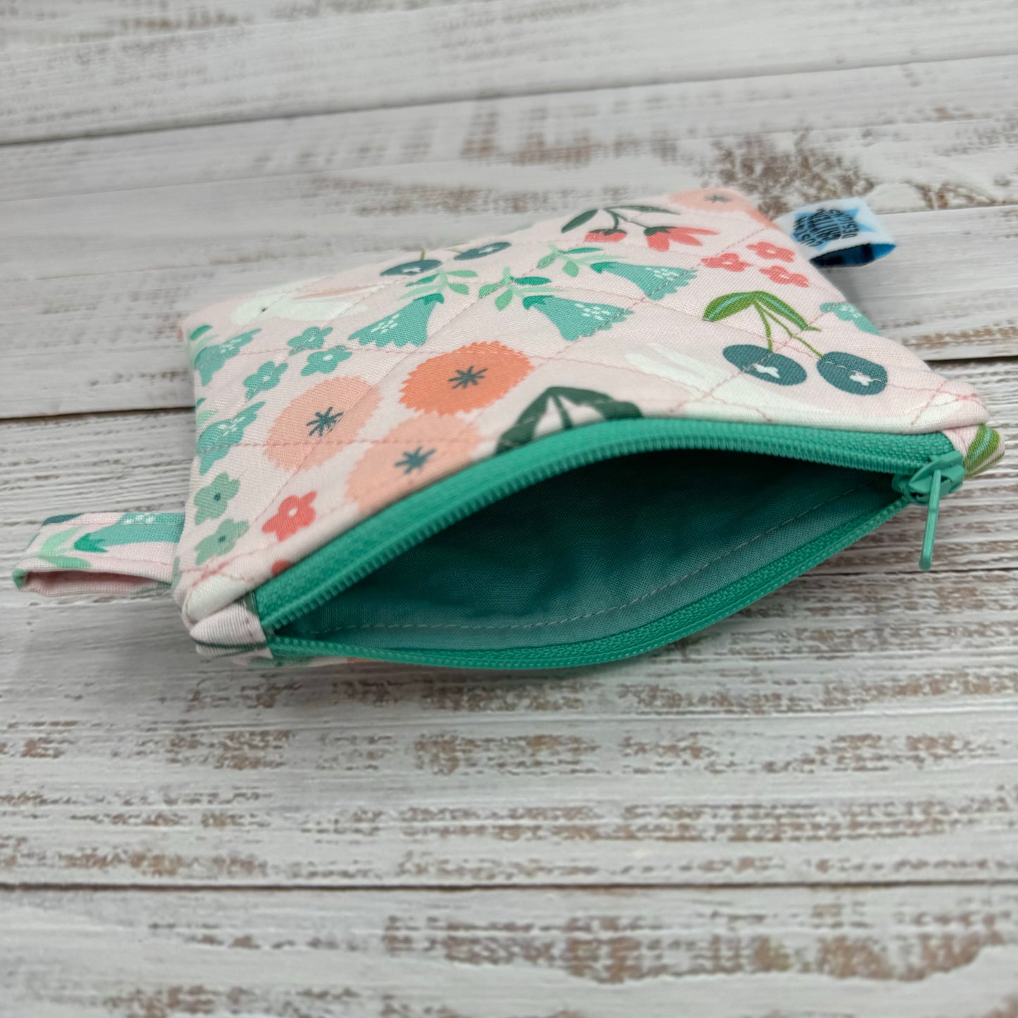 Spring Bunnies - Quilted Pouch - Coin Pouch - Keychain Clutch