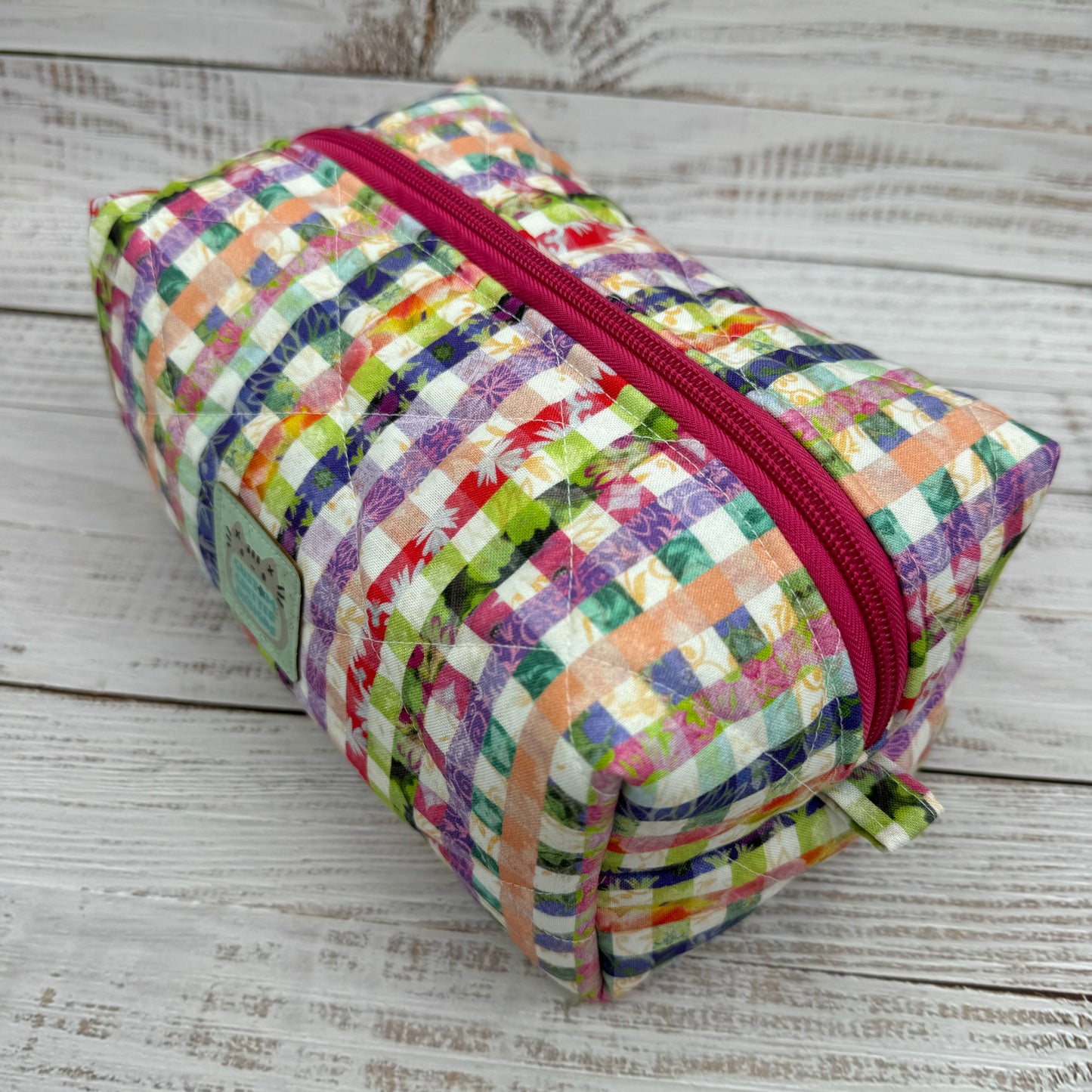 Spring Plaid - Quilted Boxy Bag - Cosmetic Bag