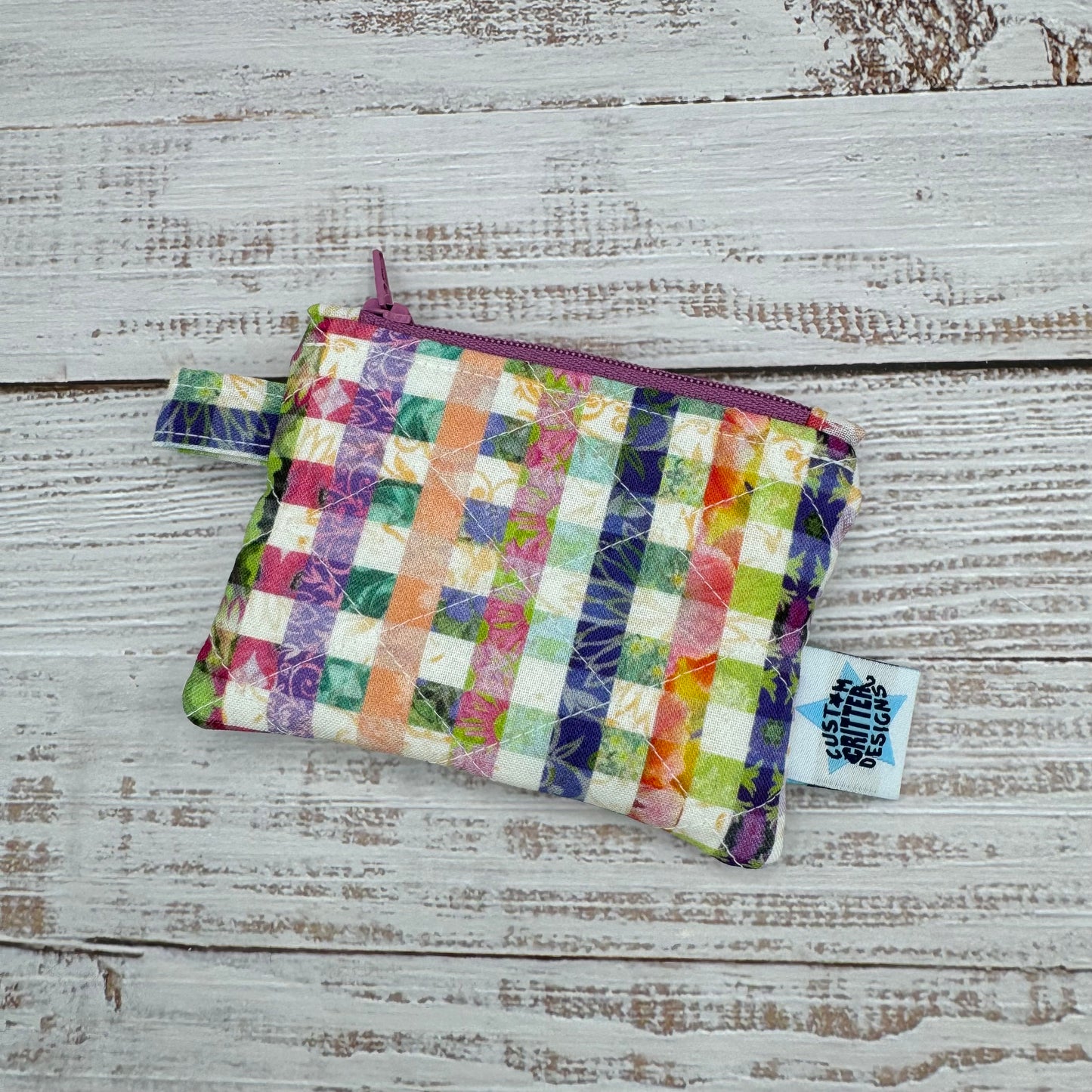Spring Plaid - Quilted Pouch - Coin Pouch - Keychain Clutch