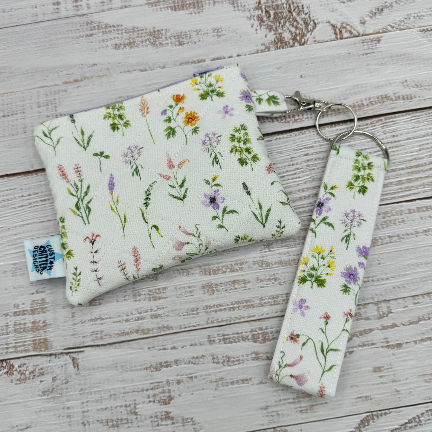 Wildflowers - Quilted Pouch - Coin Pouch - Keychain Clutch