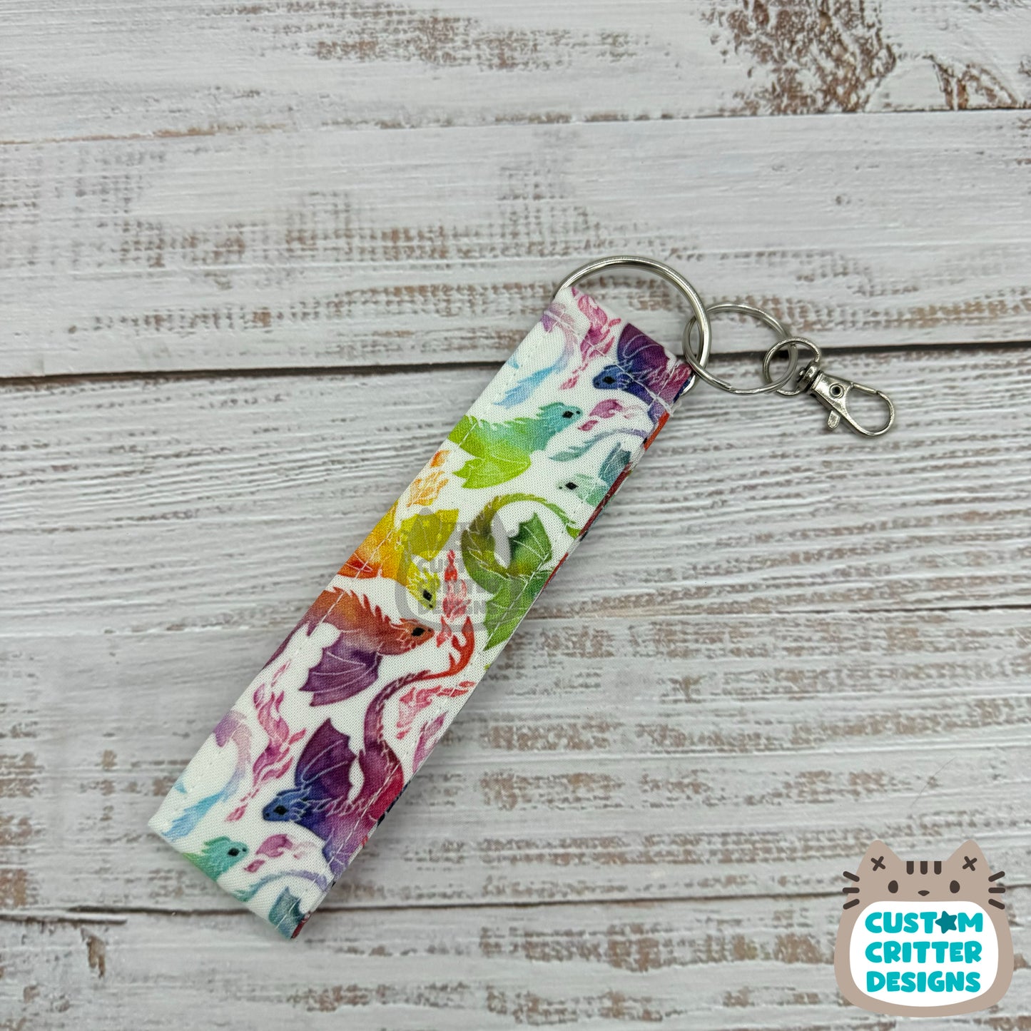 Rainbow Dragons - Wristlet Keychain