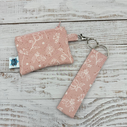Dainty Pink Florals - Wristlet Keychain