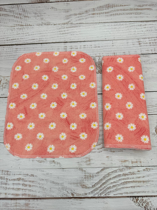 Daisy On Coral - Reusable Paperless Towels - 6 Pack