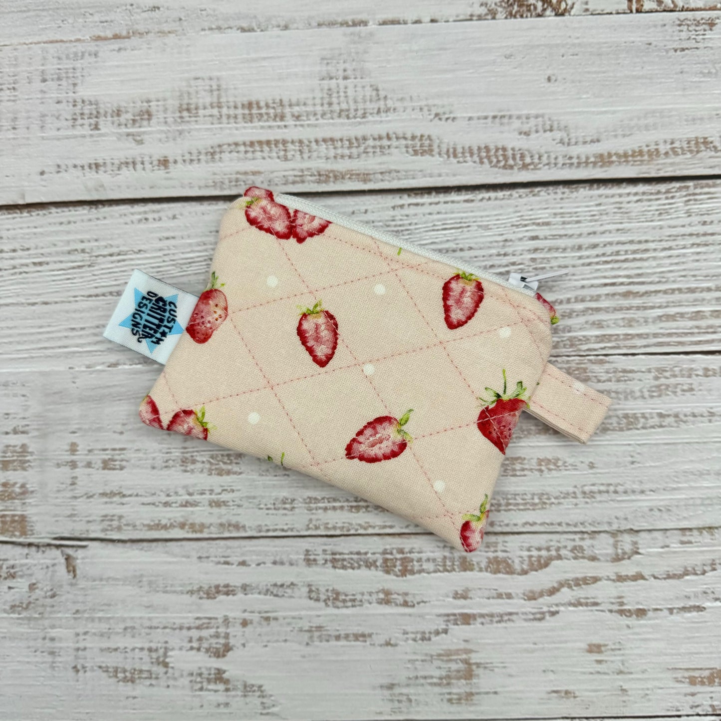 Strawberries - Quilted Pouch - Coin Pouch - Keychain Clutch