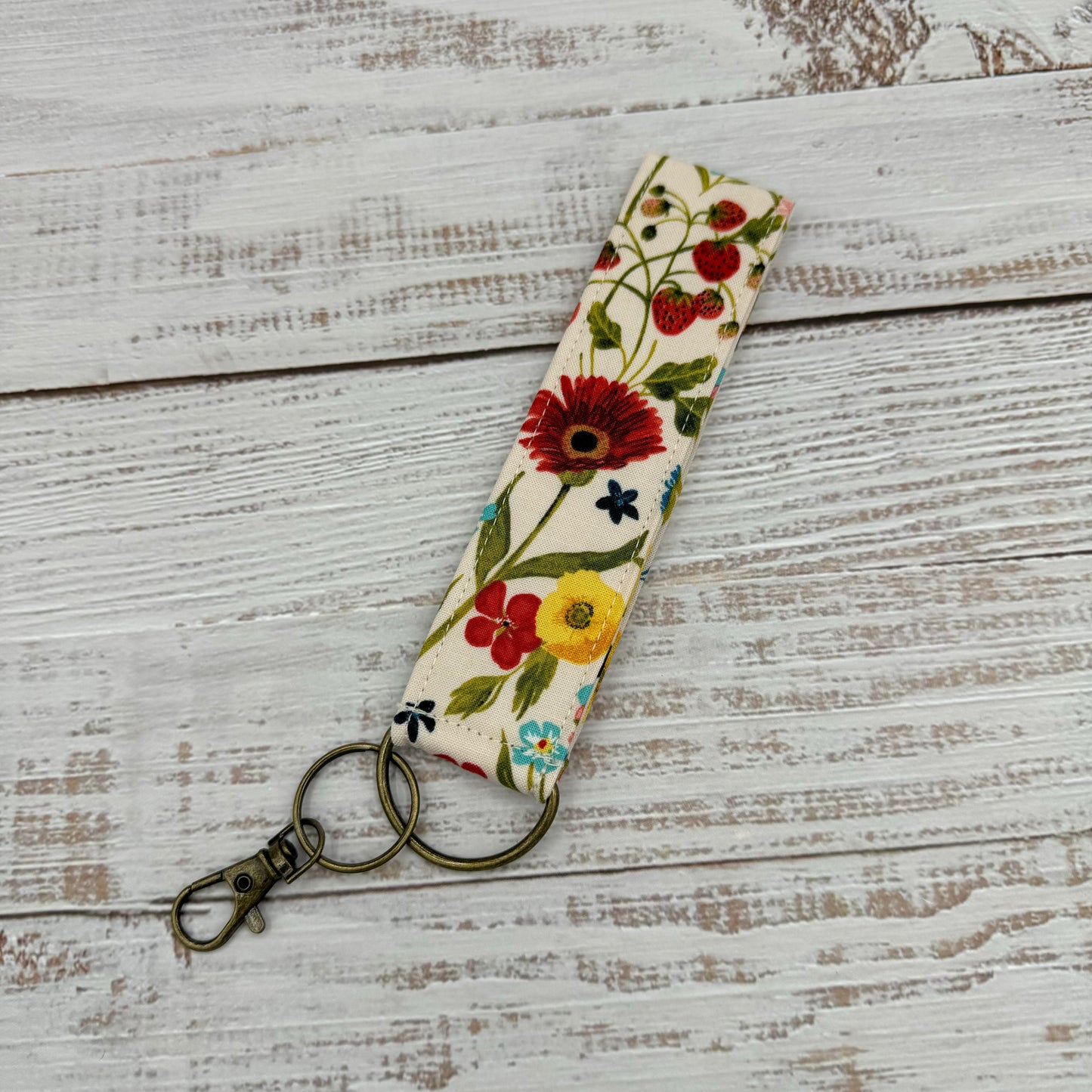 Wildflowers & Strawberries - Wristlet Keychain