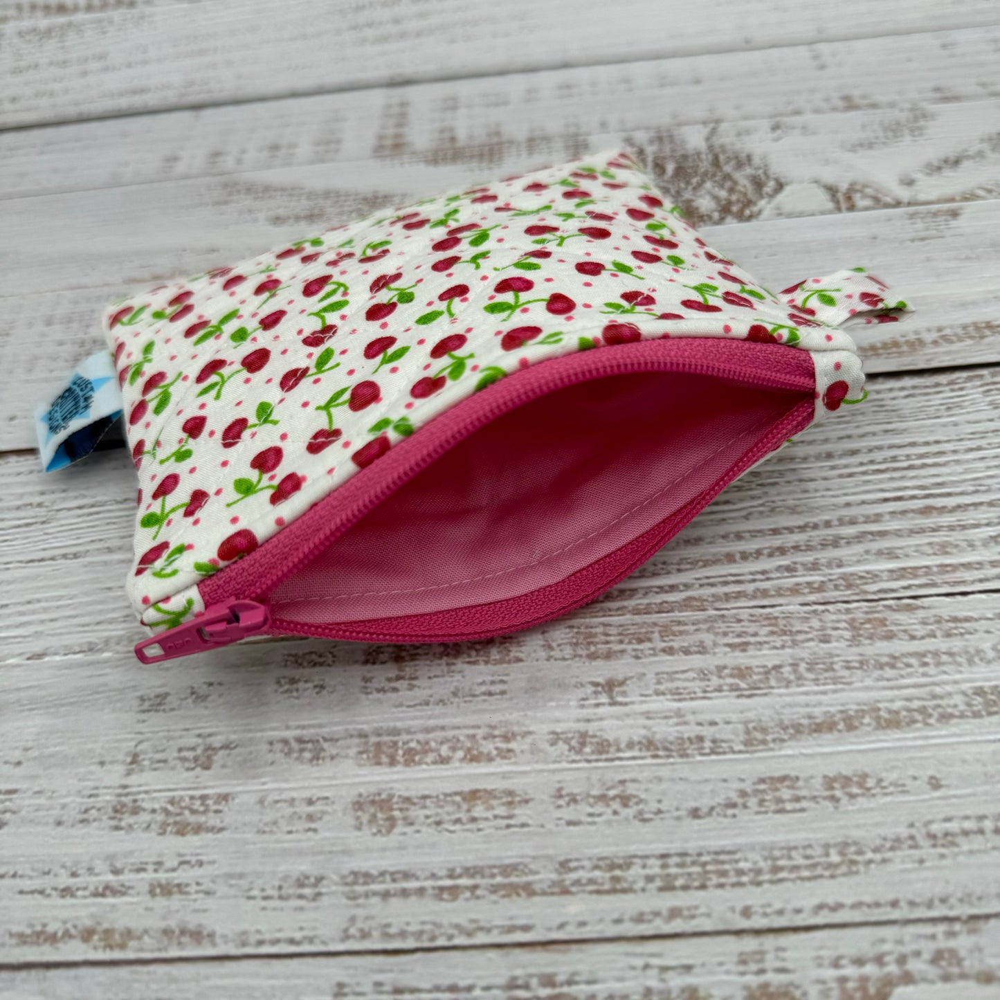 Sweet Cherries - Quilted Pouch - Coin Pouch - Keychain Clutch