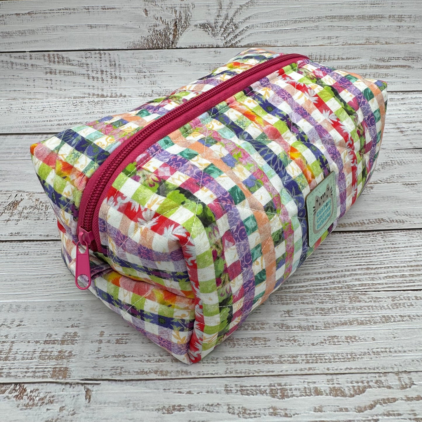 Spring Plaid - Quilted Boxy Bag - Cosmetic Bag