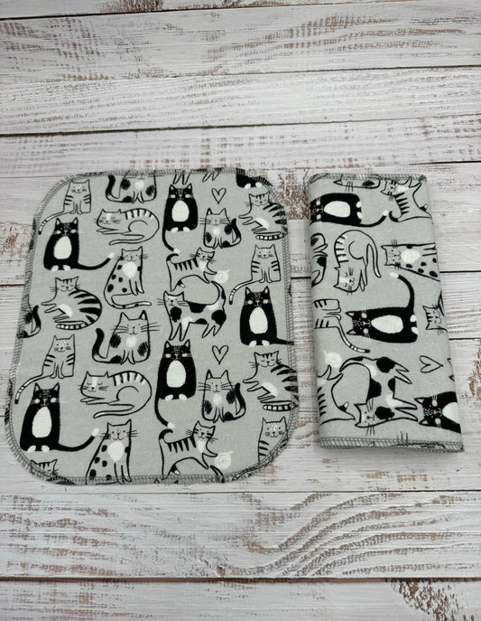 Grey Kitties - Reusable Paperless Towels - 6 Pack