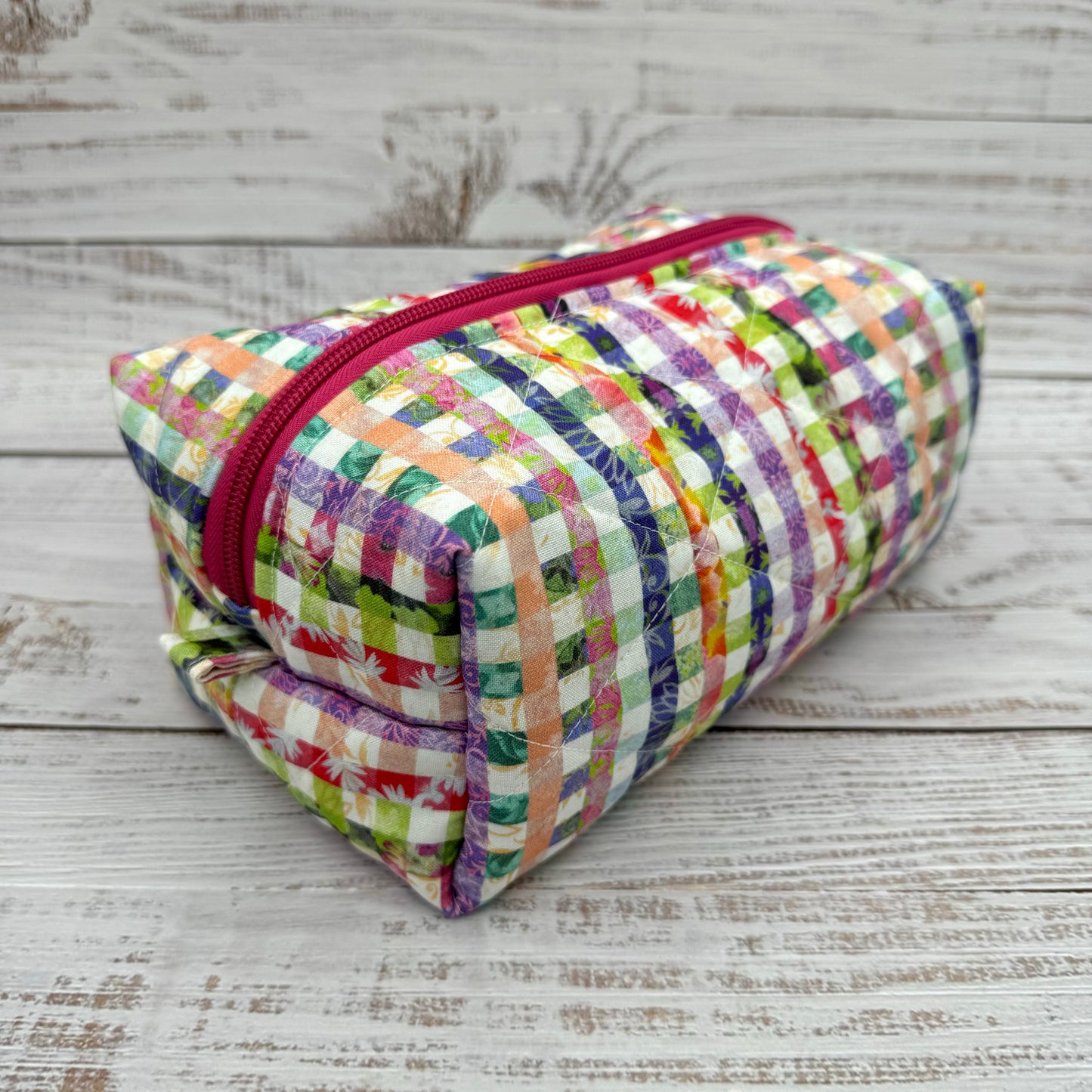 Spring Plaid - Quilted Boxy Bag - Cosmetic Bag