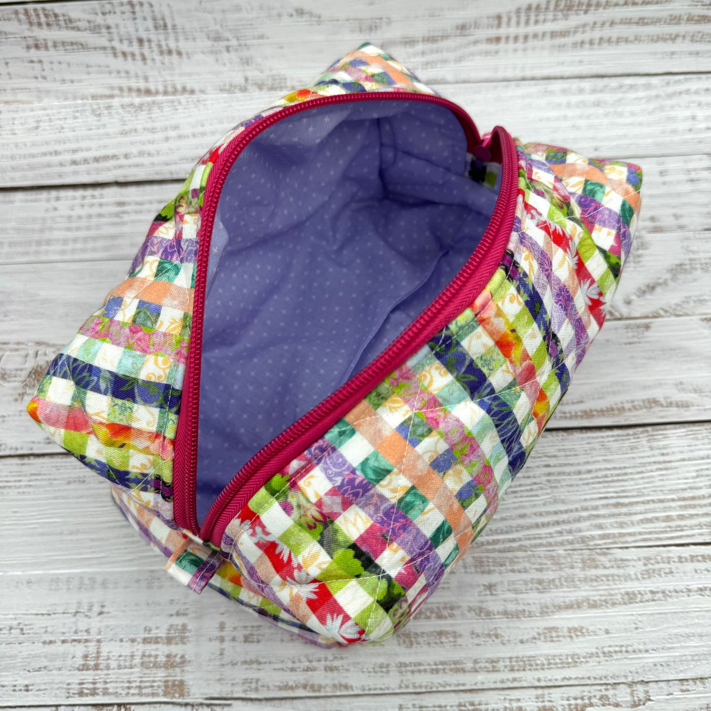 Spring Plaid - Quilted Boxy Bag - Cosmetic Bag