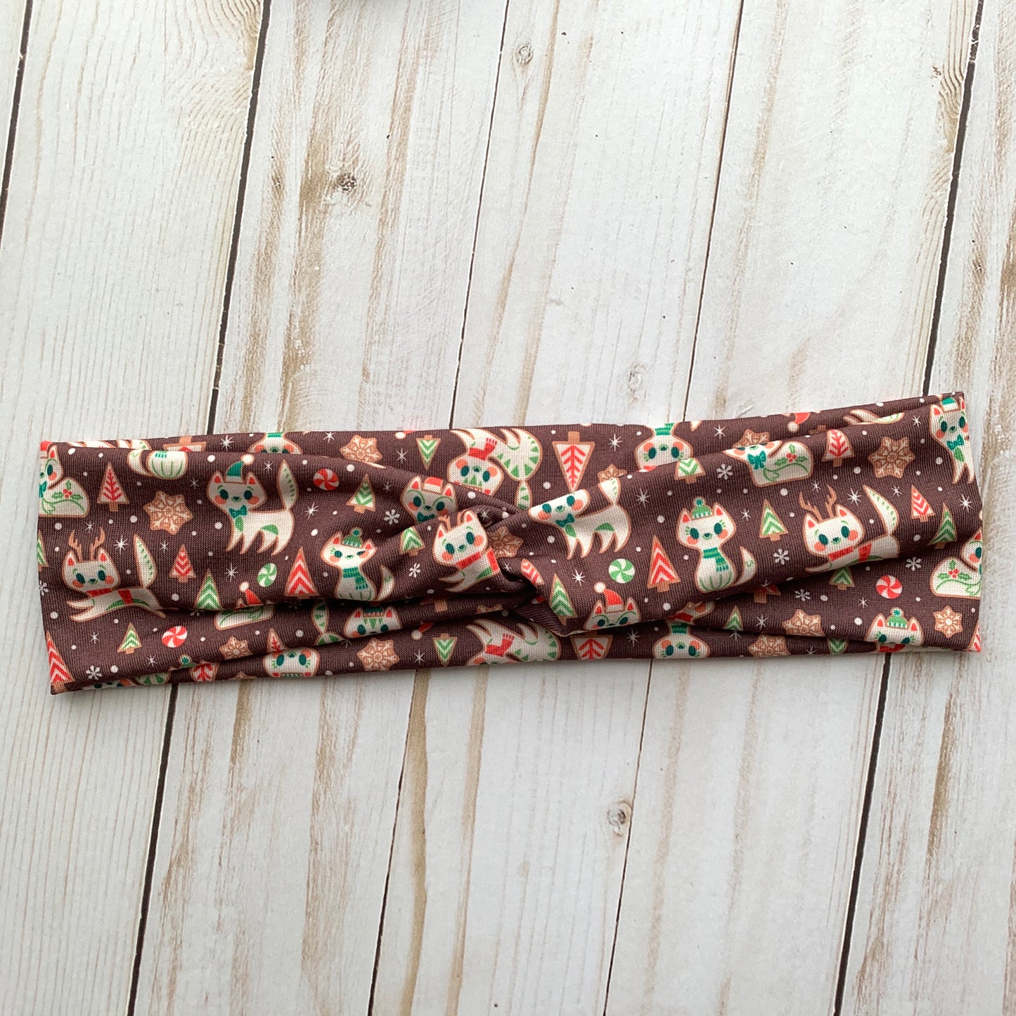 Gingerbread Kitties - Faux Knot Headband & Scrunchies