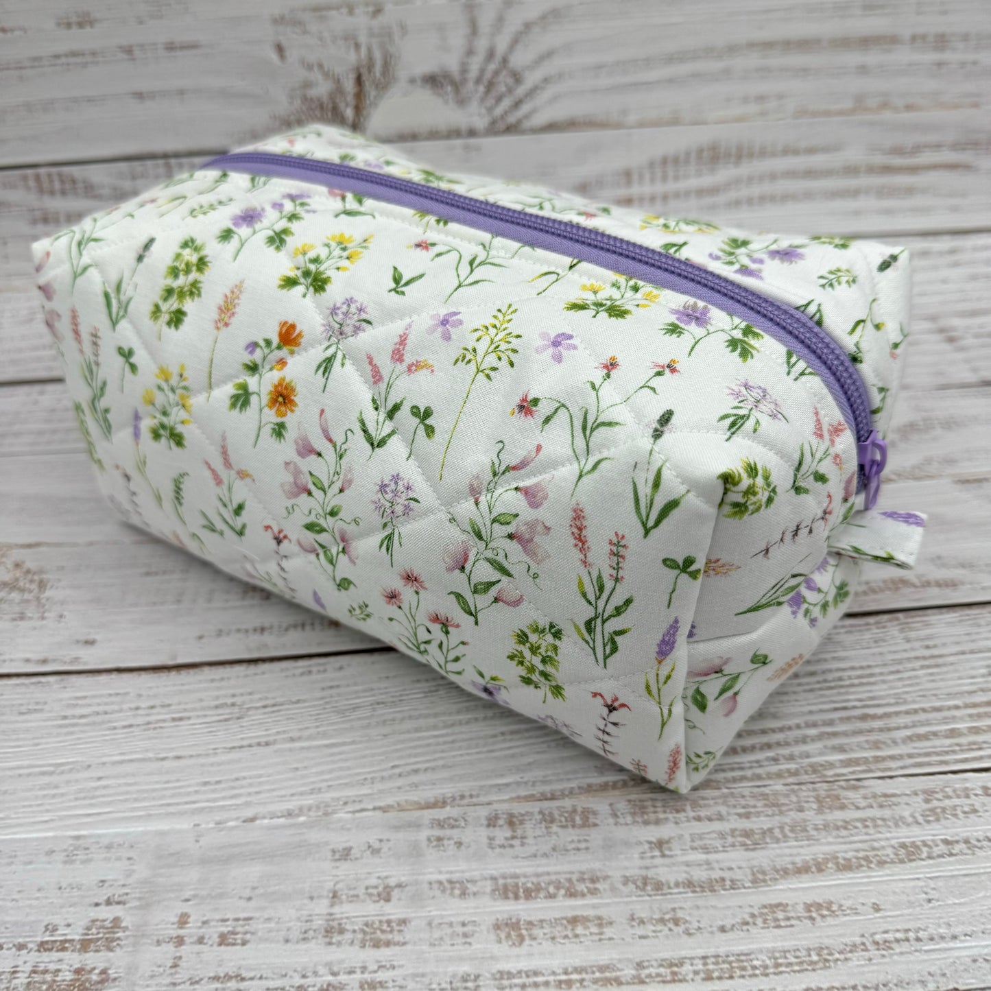 Wildflowers - Quilted Boxy Bag - Cosmetic Bag
