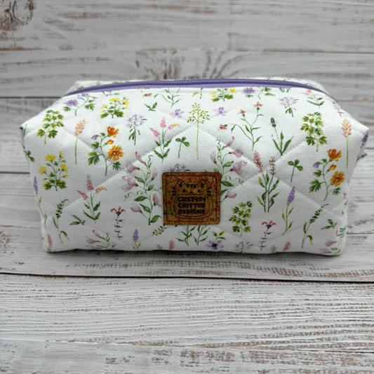 Wildflowers - Quilted Boxy Bag - Cosmetic Bag