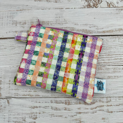 Spring Plaid  - Quilted Pouch - Coin Pouch - Keychain Clutch