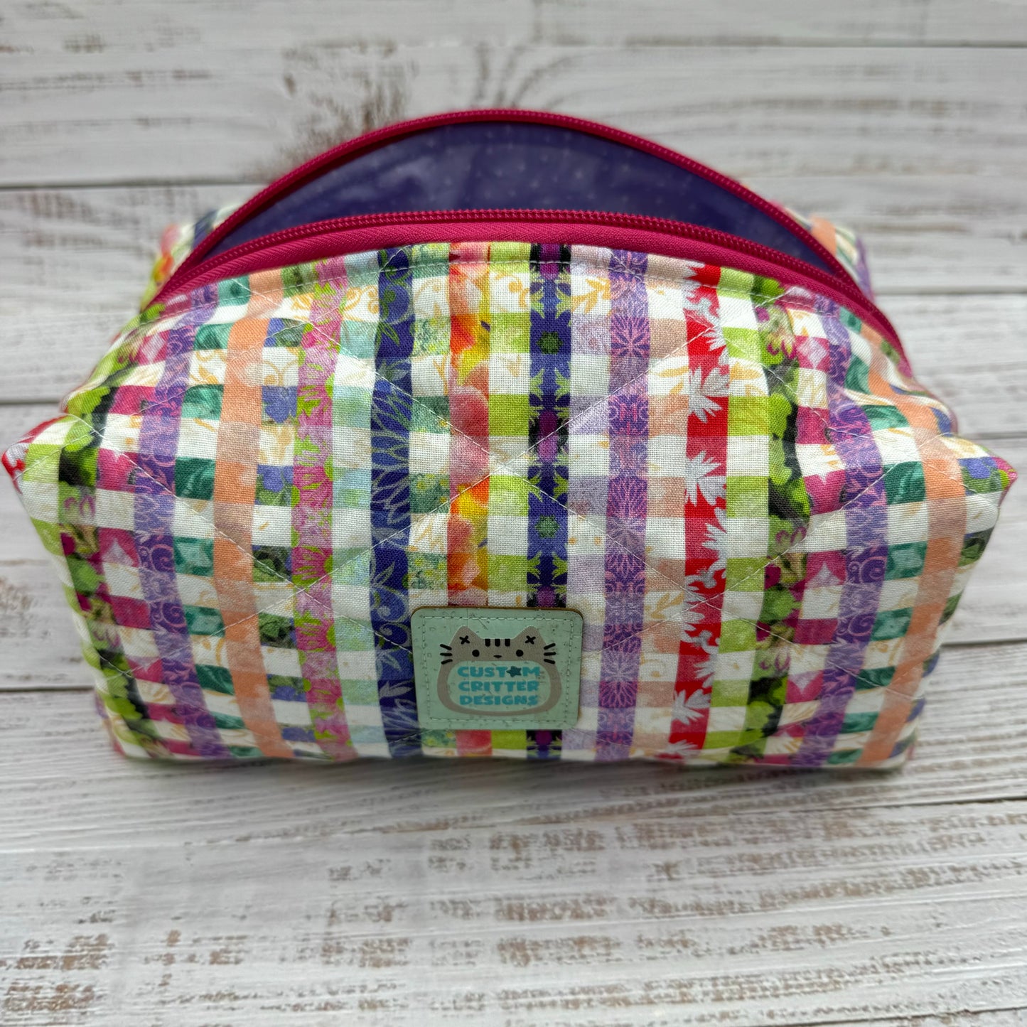 Spring Plaid - Quilted Boxy Bag - Cosmetic Bag