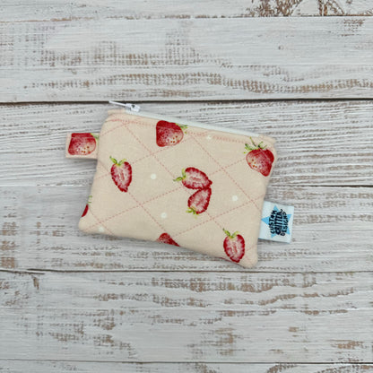 Strawberries - Quilted Pouch - Coin Pouch - Keychain Clutch