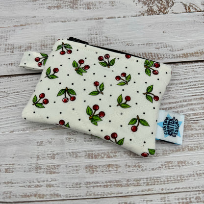 Little Cherry Dot - Quilted Pouch - Coin Pouch - Keychain Clutch
