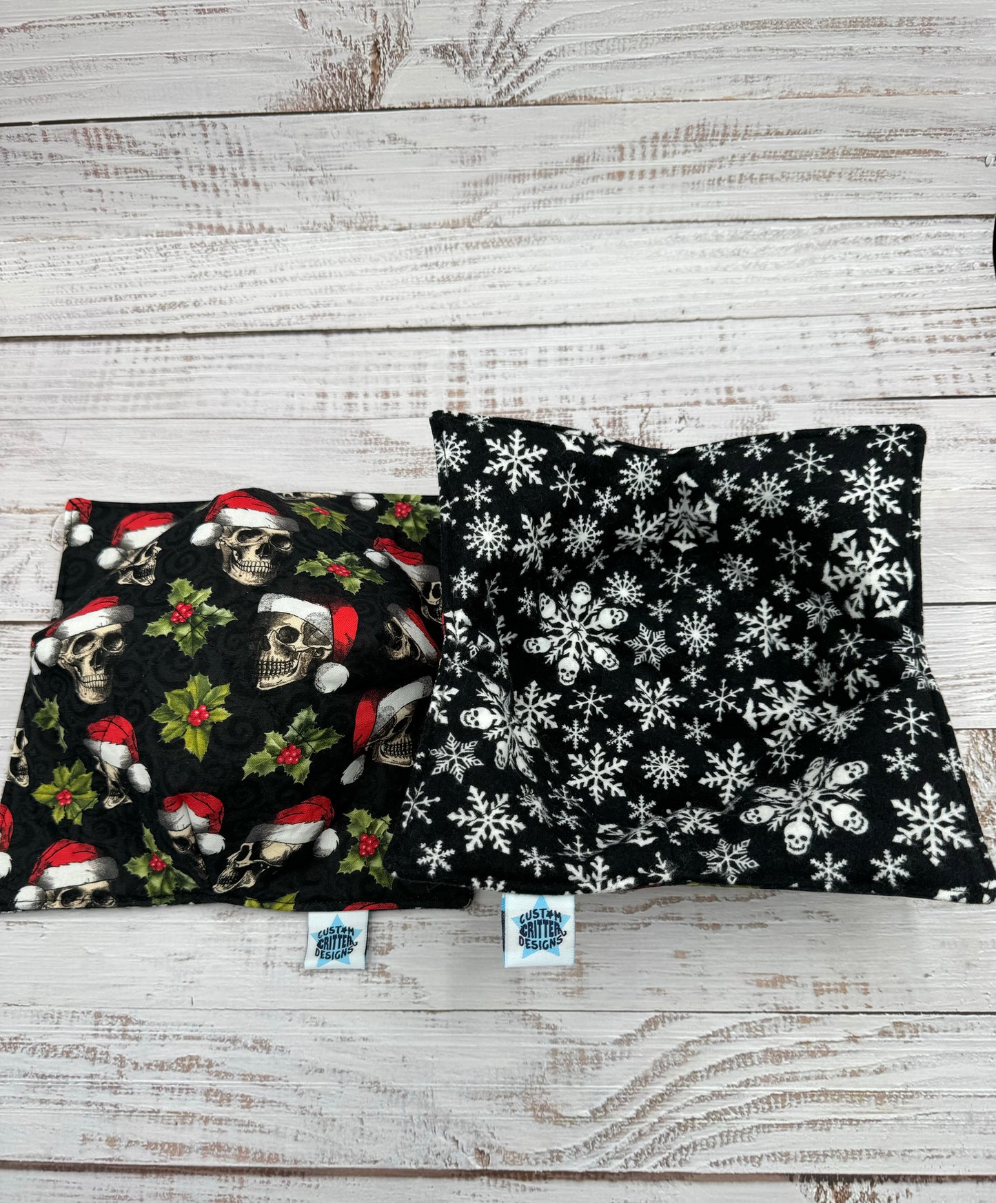 Holiday Skulls & Snowflakes Reversible Bowl Cozies -  Not Microwavable!