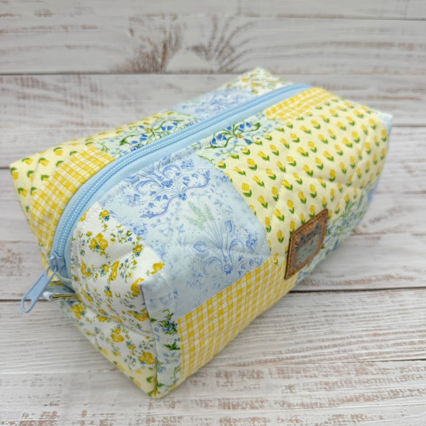 Patchwork Floral - Quilted Boxy Bag - Cosmetic Bag